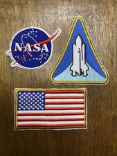 Astronaut Patches Set Of 3 USA Flag Rocket And Space Planet Iron On