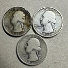 1935, 1935 D, & 1935 S Washington Quarters, 3 coins 90% Silver -Free Shipping!