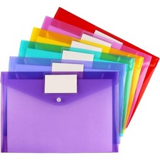 Clear Document Folders 6 Pack Plastic Envelopes Poly File Envelopes with Label