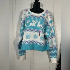 33 DEGREES Women’s Blue Striped Winter Thick Cropped Sweater Size XXL NWT