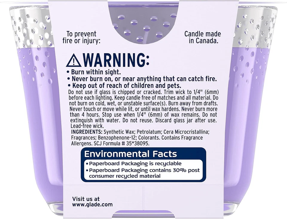 Glade 3-Wick Lavender Scented Candle, Tranquil Lavender & Aloe, 6.8 Oz - Image 2 of 4