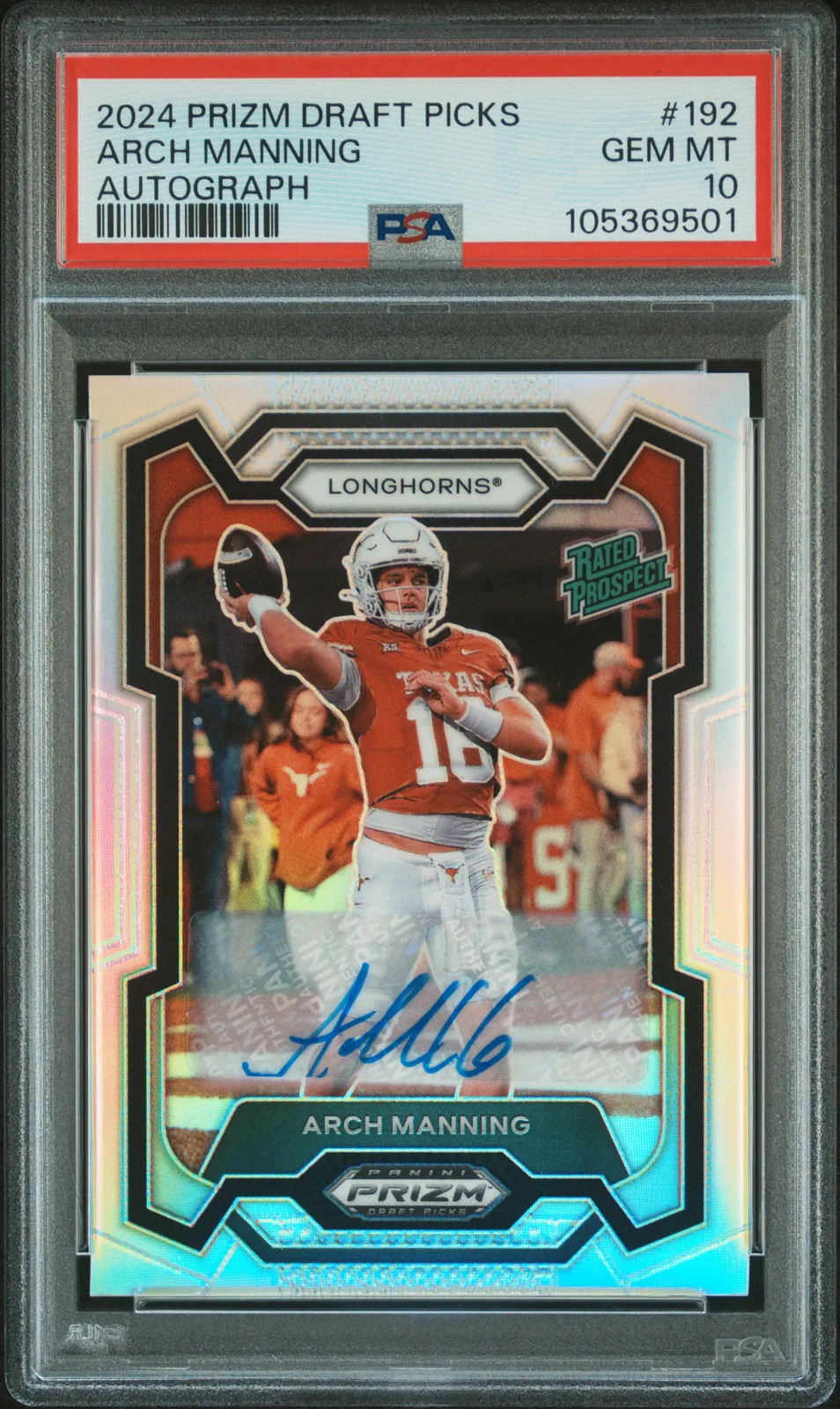 2024  Prizm Draft Picks - Arch Manning - Silver Auto #192 - PSA 10 GEM MINT