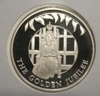 Falklands 50 pence 2002 silver proof Enthroned on Mercury coin cover 28.2g 0.925