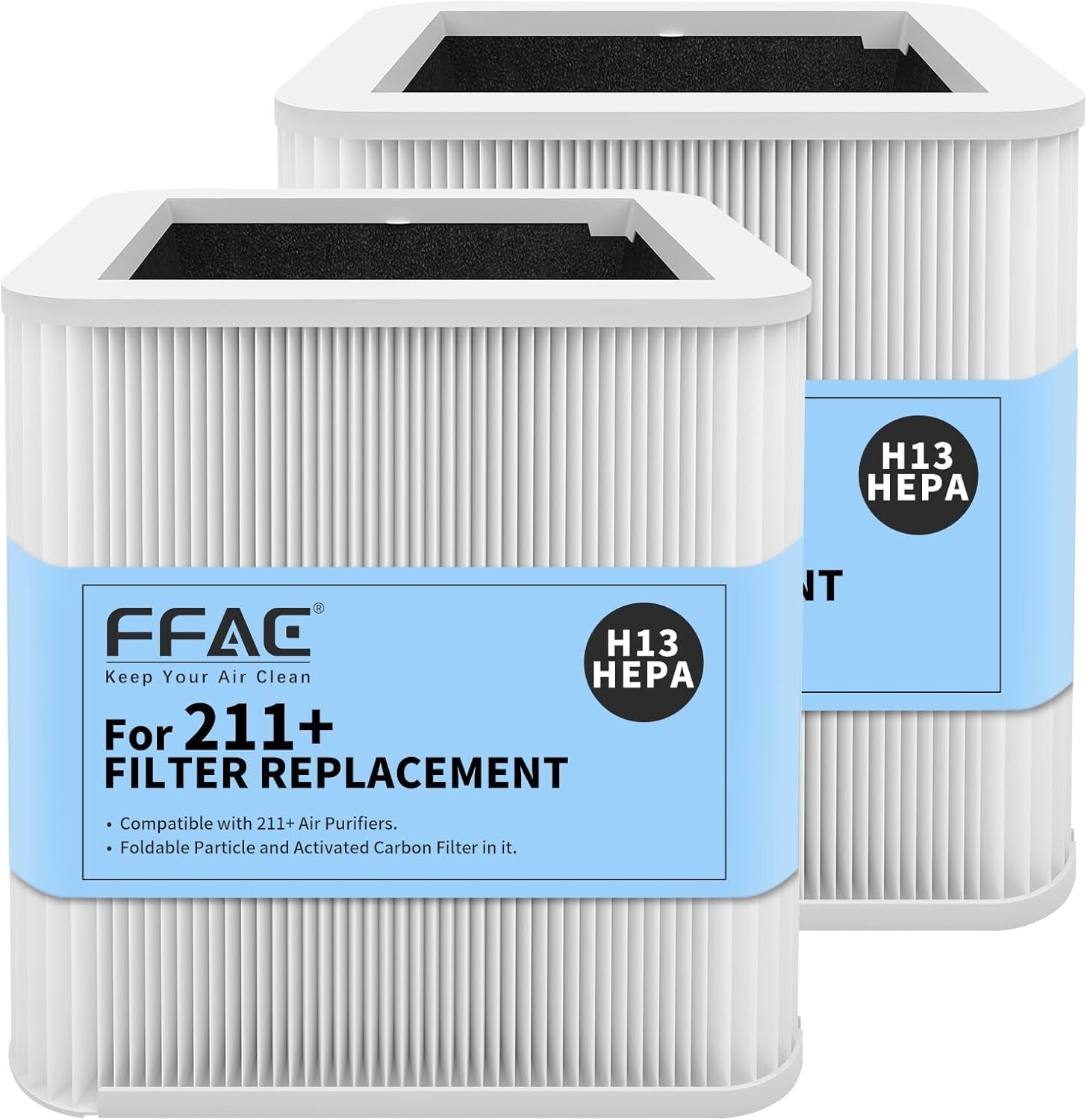 Durable 2-Pack 211+ H13 HEPA Filters with Activated Carbon for Odor Removal