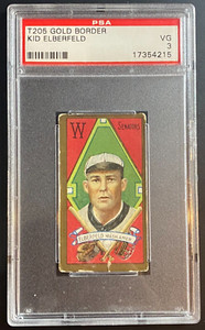 1911 T205 Gold Border Norman Kid Elberfeld PSA 3 VG Piedmont No 25 Senators