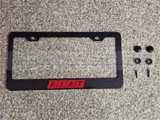 Fiat Red CF Printed Pattern Black Aluminum License Plate Frame