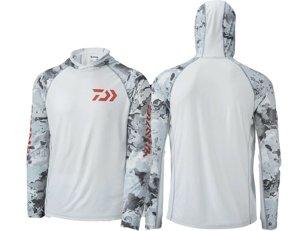 Simms Daiwa Fishing SolarFlex Sun Hoodie - Cloud Camo Grey Camo - All Sizes