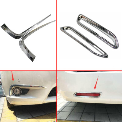 Front + Rear Fog Light Eyebrow Chrome Trim Cover Fit for Toyota Sienna 2011-2017
