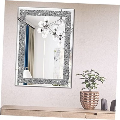 Ruomeng Wall Mirror Rectangular Crystal Crush Diamond Mirror for Home 20''x28''