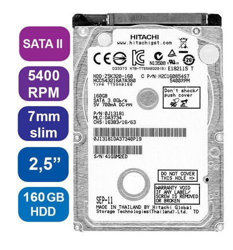 Festplatte HGST Z5K320 160GB HDD SATA II 5400 RPM 2,5" 7mm slim