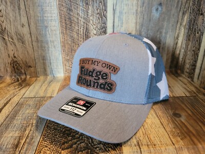 I BUY MY OWN FUDGE ROUNDS RICH MEN Trucker Snap NEW Leather Patch Cap Flag