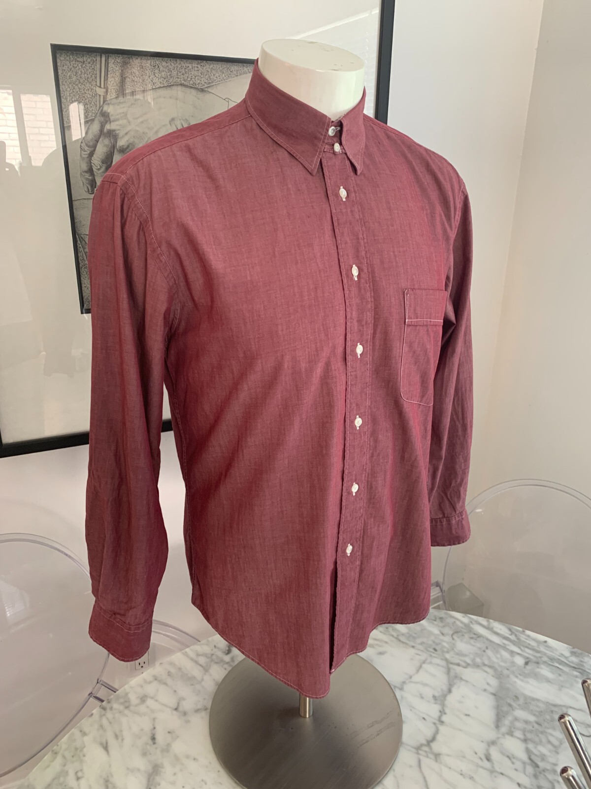 Camicia elegante uomo vintage YSL Yves Saint Laurent vino 15 1 2 32 33