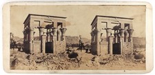 EGYPT Egyptian Archaeology Temple c1860 Photo Frith Stereo P73Ln2