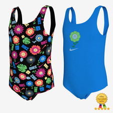 Nike One Piece U-Back Swimsuit Nike Logo Garden Party Girls Size 4, 5, 6 NWT
