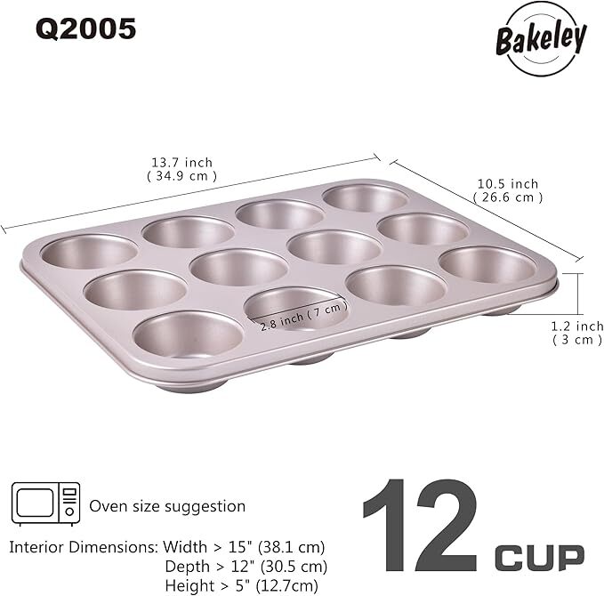 Bakeley Muffin Cake Pan NonStick Cupcake Bakeware for Oven Baking financier mold