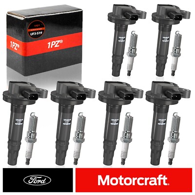 6x Ignition Coil & Spark Plug For Ford Edge Explorer Lincoln MKS Mazda V6 UF553