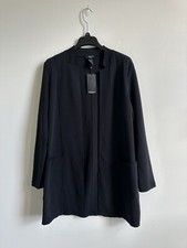 Olsen Europe Women's Cotton Open Long Blazer Cardigan In Black Size S M 8 $220