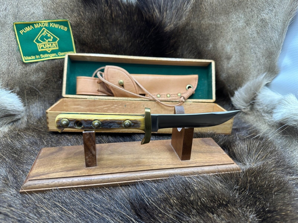 1966 Puma 6386 Trappers Companion Knife Stag Handles Sheath