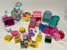 Shopkins - Doll, Ice Cream Cart, baskets, food misc. Furniture items