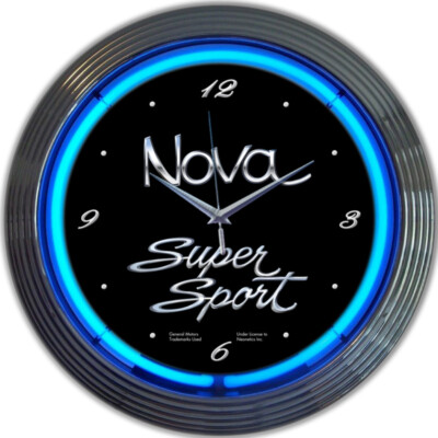 Neon Clock - Chevy Nova Super Sport 15''  8CNOVAX * Ships FREE to 48-State USA!