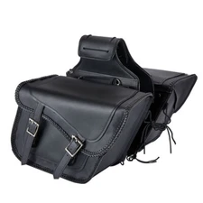 PVC Motorbike Black Leather Touring Saddlebag Braided Motorcycle Luggage