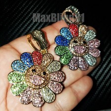 Iced Hip Hop Gold Plated Alloy 6ix9ine Cubic Zirconia Sunflower Charm Pendant