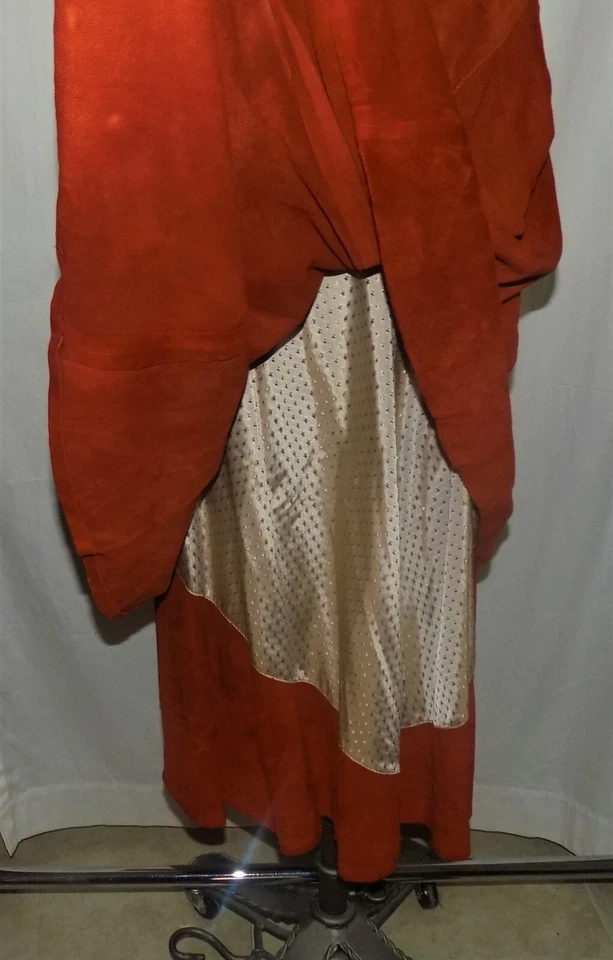 Falda Vera Pelle / Gianni Beghelli Gamuza Línea A Rusa Roja-Marrón, En Capas 42 EUR Foto 3 de 4