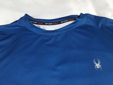 Spyder Swim UPF 30 Rash Guard Blue Aqua Short Sleeve T-Shirt Size Medium