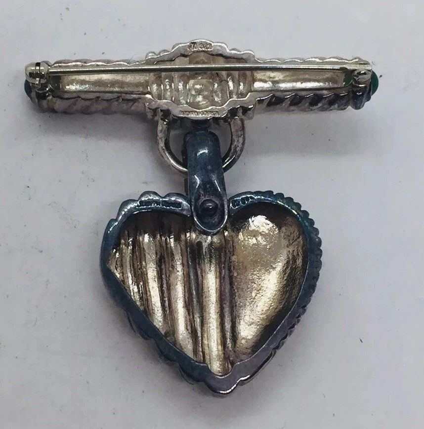 Judith Ripka Sterling Silver Green Chalcedony Heart Pin Pendant - Image 2 of 4