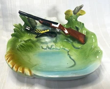 Vintage, 1962, Inarco, Cigarette, Ceramic Ashtry, Pond, Shootgun & Gun Belt