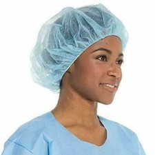 500 PCS 21" Disposable Bouffant Caps Non Woven Hairnets Head Cover Scrub Blue