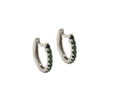 14k White Gold CZ Birthstones Huggie Earrings