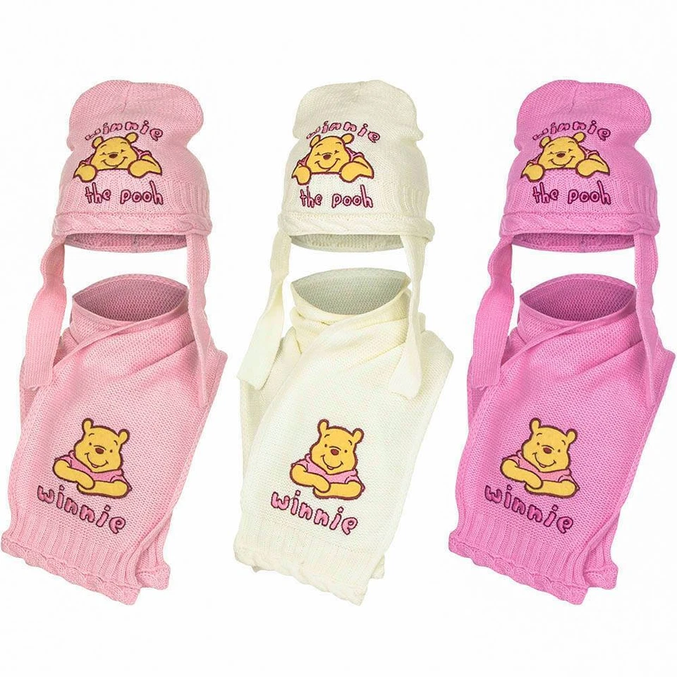 DISNEY BABY Disney Winnie Pooh Baby Winter-Set Winter - Mütze + Schal rosa, weiß Set 2-tlg