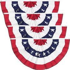 4 Pack USA Pleated Fan Flag 1.5x3 Feet American US Bunting Flags Half Fan 18x36