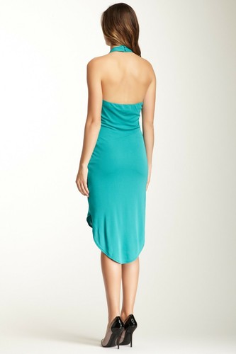 Halston Heritage Size Small Green Halter Hi Low Dress Msrp $345 - Picture 4 of 4