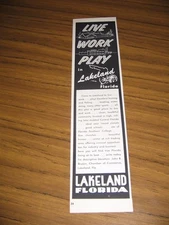 1958 Print Ad Lakeland,Florida Live,Work,Play Chamber of Commerce