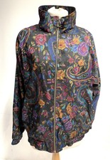 Ladies Pierre Cardin Black Floral Paisley Zip Up Jacket Pockets Medium