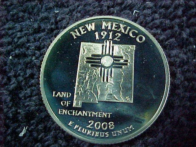 【新品未使用】2008年発行 ニューメキシコ州Quarter 1 バンク•ロール 1/4 dollar 2008 - New Mexico, USA - uCoin.net