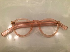 Vintage Round Panto French France Eye Glasses peach pink Lunettes Eyeglasses 50s