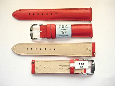 Bracelet ZRC 18 mm rouge FAIT MAIN strap handmade band racing watch cuir  1chro