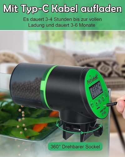 Petbank automatischer Fischfutterspender mit USB Kabel für Aquarium Fischtank - Bild 6 von 7