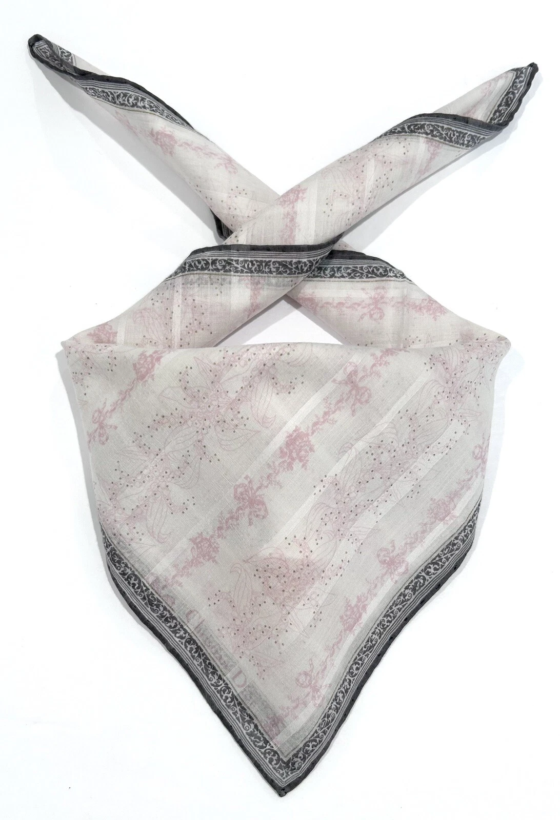 MOUCHOIR FEMME CHRISTIAN DIOR BANDANA ROSE FLORAL COTON POCHE CARRÉ 18”