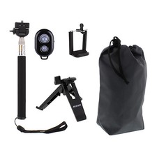 Travel pocket Tripod Selfie Stick Bluetooth Remote Phone Holder Kit with Pouch