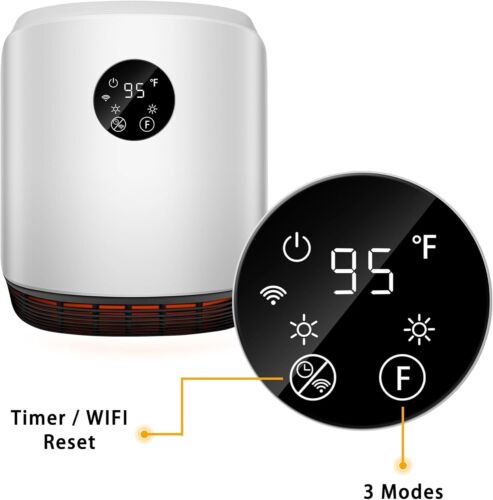 Electric Space Heater 1500W Fast Heating WiFi Space Heaters with 3 Modes, Safety - Picture 10 of 18