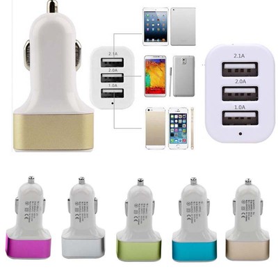 cigarette lighter adapter for iphone 3PORT USB Auto Cigarette Lighter Car Charger Adapter for iPhone 3GS 4G 4S 5  5s