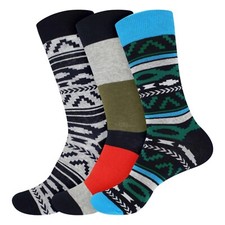 Men's Cotton Colorful Design Fashion Novelty Dress Socks - Assortment 3A -