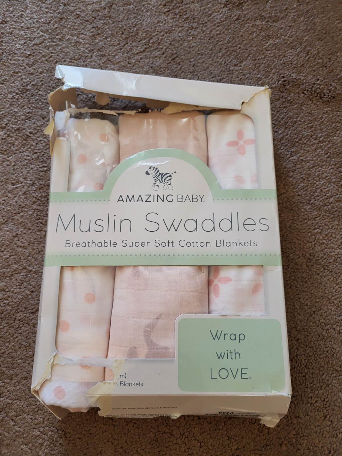 Soft Pink Baby Muslin Swaddle Blankets Set of 3 46x46 Inches-image