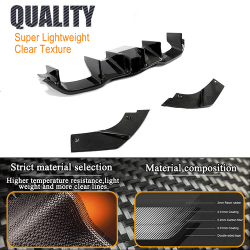 For BMW 2Series F87 M2 Coupe 15-19 Real Carbon Rear Bumper Diffuser Lip Spoiler - Picture 8 of 12