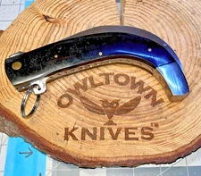 El Valiente 12" LARGE Tranchete, Saca Tripas Knife, D2 steel blade, horn, sheath