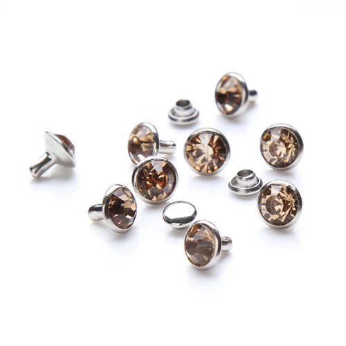 100Set 6/8mm CZ Crystals Rhinestone Rivets Diamond Studs For Leathercraft DIY - Picture 18 of 47